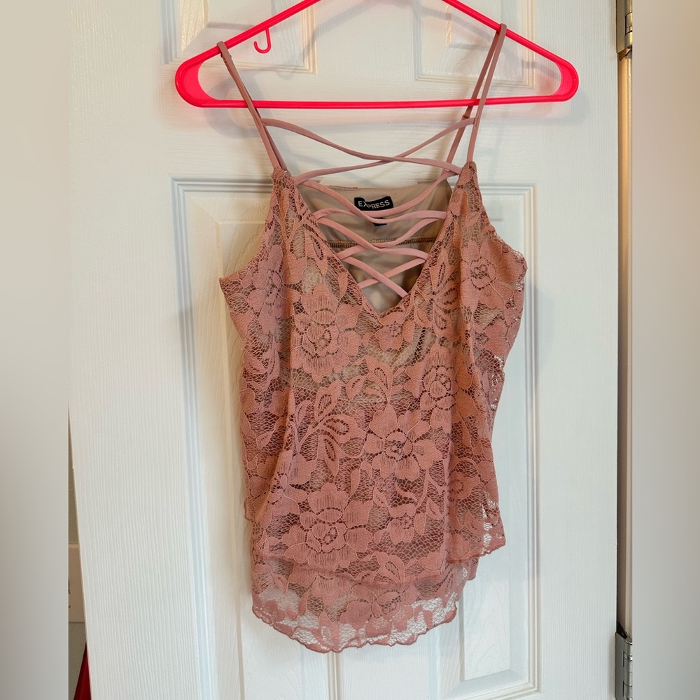 Express Pink Lace Tank Size Extra Small